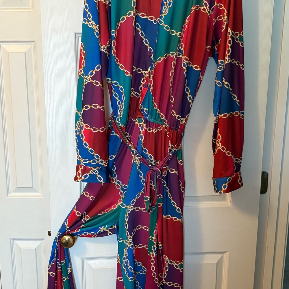 Ashley Stewart Multicolor Chain Print Top